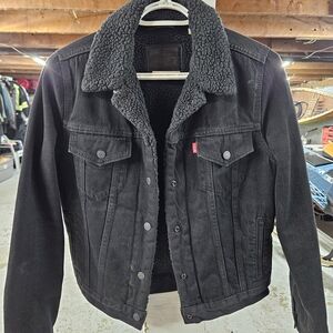 Levi's Black Sherpa-Lined Jean Jacket